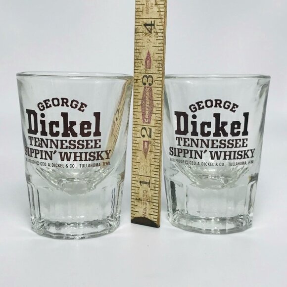 2 George Dickel Tennessee Sippin' Whisky Shot Glasses Heavy Bottom Libbey - Picture 4 of 4
